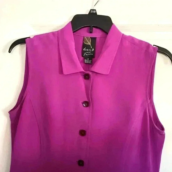 Donna B& Karen Purple 100% Silk Cropped Vest Size 14 - Picture 5 of 6